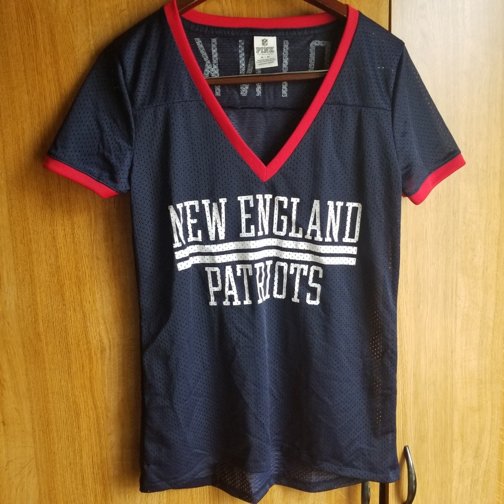 VS Pink New England Patriots Jersey Top Sz M